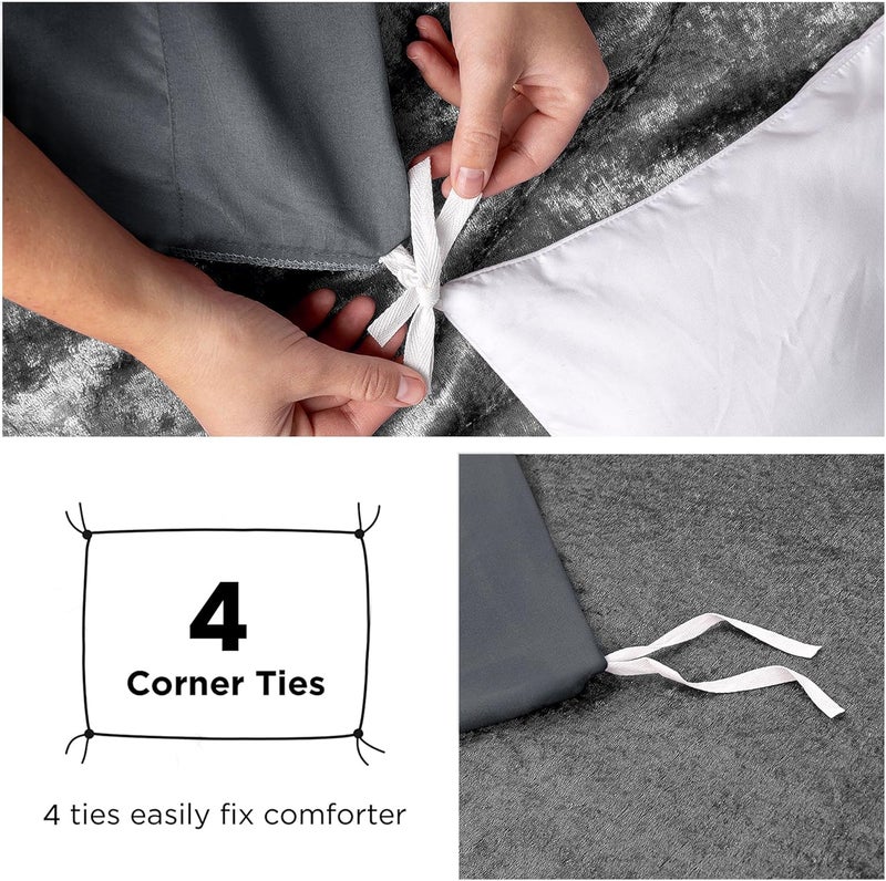 MOONLIGHT20015 King Duvet Cover Set Charcoal Solid Soft King Bedding Duvet Cover with 2 Matching Pillowcases - Image 5