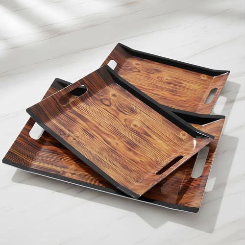 UPC U.P.C Tray Set for Serving, Serving Tray Set of 3, Premium Printed Tray for Serving/Multi-Use Nashta Plate (Small, Medium & Large) - Image 5