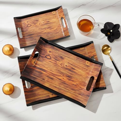 UPC U.P.C Tray Set for Serving, Serving Tray Set of 3, Premium Printed Tray for Serving/Multi-Use Nashta Plate (Small, Medium & Large) - Image 1