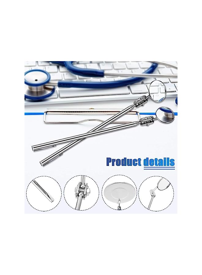 promass Round Inspection Mirror with LightsSquare MirrorUnderbody Inspection Mirror,3 Pieces Telescoping Inspection Mirror Round Mirror Inspection Tool for Check The Condition of The Vehicle, O - Image 2