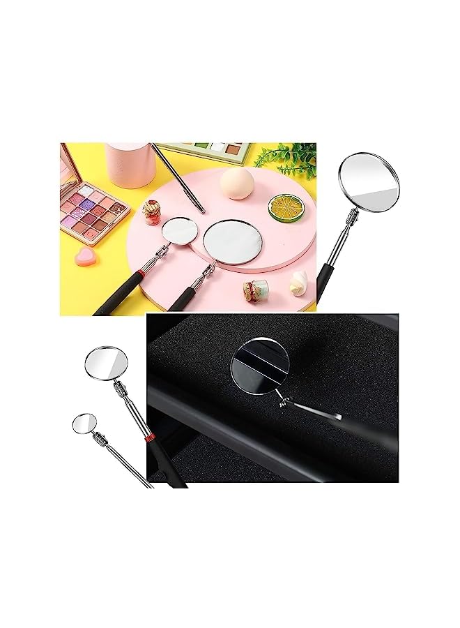 promass Round Inspection Mirror with LightsSquare MirrorUnderbody Inspection Mirror,3 Pieces Telescoping Inspection Mirror Round Mirror Inspection Tool for Check The Condition of The Vehicle, O - Image 4