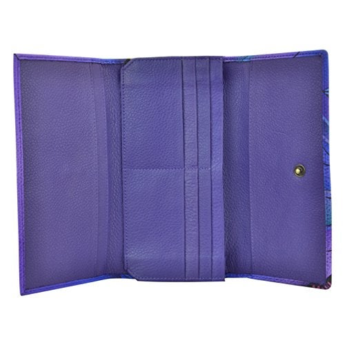Anna by Anuschka Hand Painted Women’s Genuine Leather Ladies Checkbook Clutch Wallet - Dreamy Peacock - Image 4