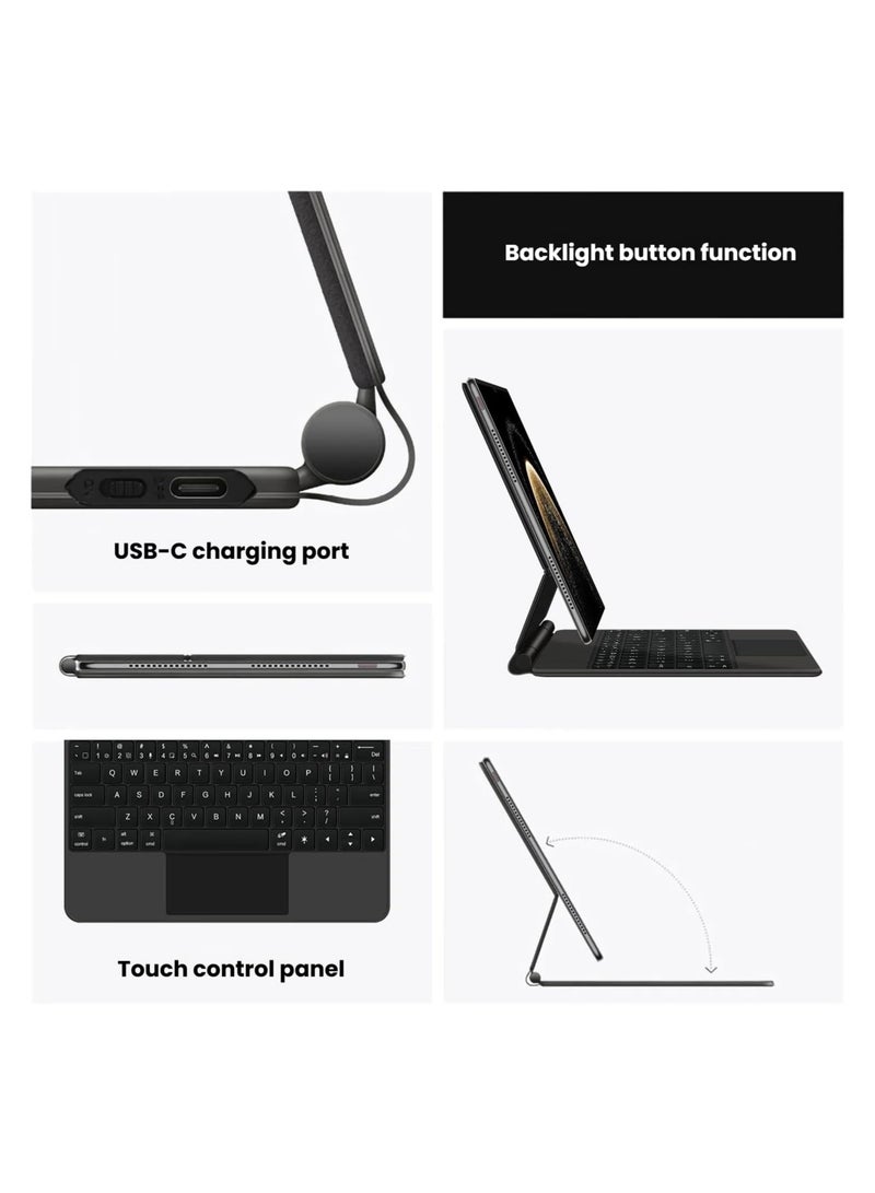 Magnetic Keyboard Case Compatible with Huawei MatePad Pro 13.2-inch 2025 (WEB-W00/W10), Easy-Set Floating Cantilever Stand, Flexible Keys, Precision Multi-Touchpad - Image 3