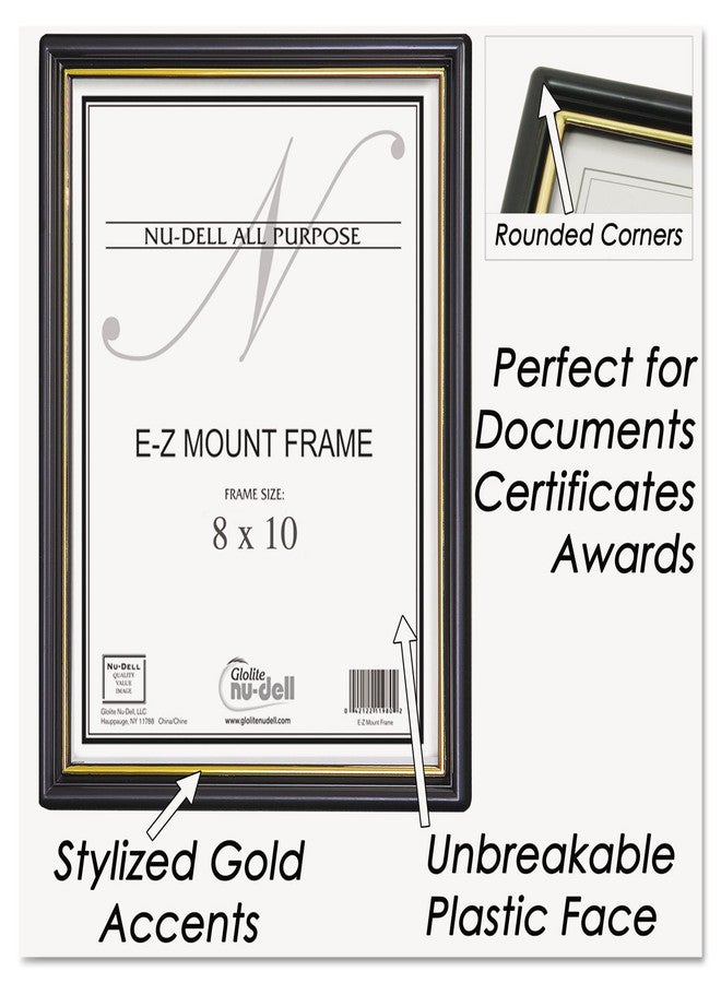 NuDell 11800 EZ Mount Document Frame/Accent, Plastic, 8 x 10, Black/Gold - Image 3