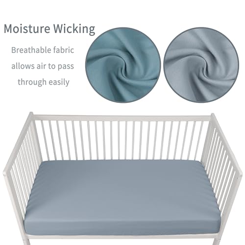 GUNTAIL Baby Crib Sheets for Boys Girls, 2 Pack Fitted Crib Sheet for Standard Crib and Toddler Mattress, Soft Microfiber Baby Sheet 52x28x8in. (Dark Green & Dark Grey) - Image 2