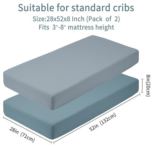 GUNTAIL Baby Crib Sheets for Boys Girls, 2 Pack Fitted Crib Sheet for Standard Crib and Toddler Mattress, Soft Microfiber Baby Sheet 52x28x8in. (Dark Green & Dark Grey) - Image 4