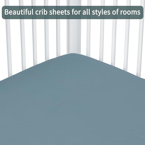 GUNTAIL Baby Crib Sheets for Boys Girls, 2 Pack Fitted Crib Sheet for Standard Crib and Toddler Mattress, Soft Microfiber Baby Sheet 52x28x8in. (Dark Green & Dark Grey) - Image 5