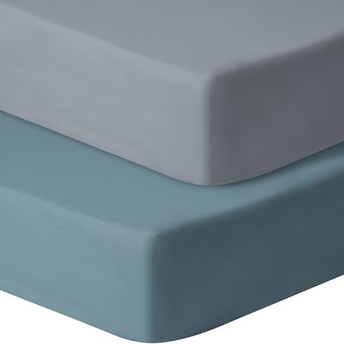 GUNTAIL Baby Crib Sheets for Boys Girls, 2 Pack Fitted Crib Sheet for Standard Crib and Toddler Mattress, Soft Microfiber Baby Sheet 52x28x8in. (Dark Green & Dark Grey) - Image 1