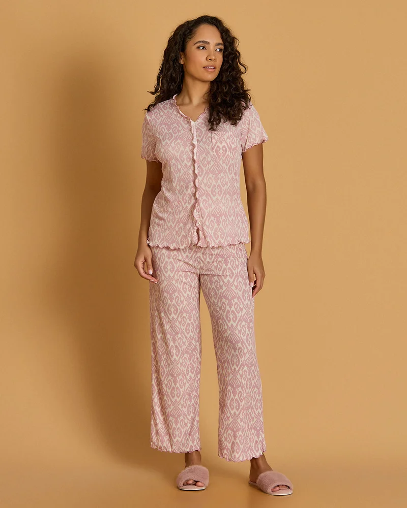 REDTAG Women Pink Floral Pyjama Set