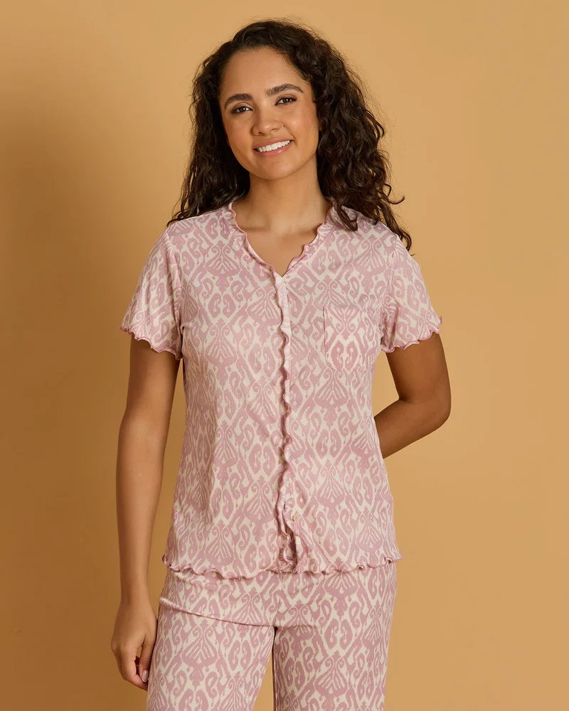 REDTAG Women Pink Floral Pyjama Set