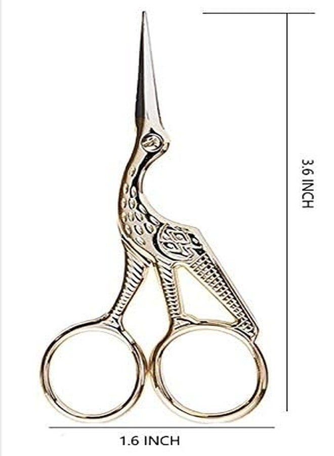 LIUSM 3.6" Stainless Steel Tip Classic Stork Scissors Crane Design Sewing Scissors DIY Tools Small Shear for Embroidery, Craft, Needle Work, Art Work Everyday Use - Gold - Image 3