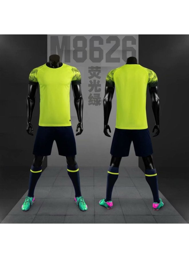 M8626 Fluorescent Green Short Sleeve Football Jersey - Image 1