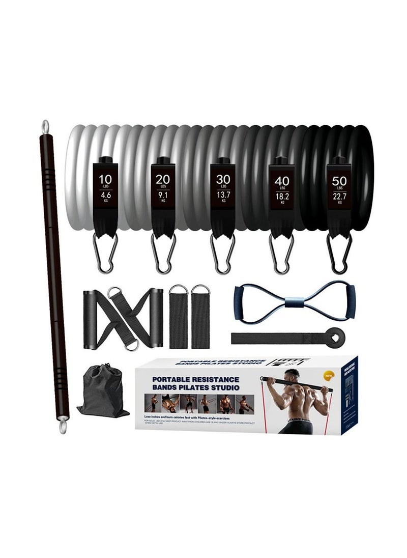Generic Pilates Bar Kit with Resistance Bands 150LBS Resistance Bands Set with Bar Portable Pilates Equipment  - Image 1