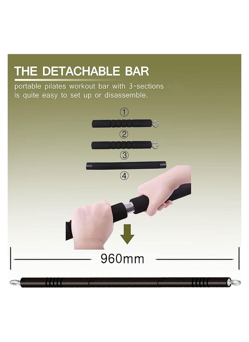 Generic Pilates Bar Kit with Resistance Bands 150LBS Resistance Bands Set with Bar Portable Pilates Equipment  - Image 4