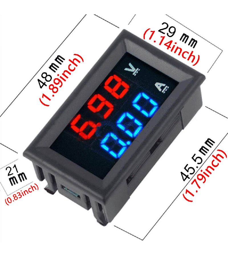 مقياس الجهد والتيار المزدوج LCD ديجيتال يعمل بالتيار المستمر 0-100 فولت 50 أمبير LED أحمر أزرق مع مقاومة تحويل لقياس الجهد والتيار - Image 3
