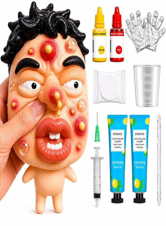 Wewwewa Refillable Pimple Popping Toy Kit for Teens & Adults, Funny ASMR Squishy Fidget Toy with Filling Cream & Refill Tools, Soft Sensory Stress Relief Desk Toy, Reusable Popping Face Toy(Silly Snarl) - Image 1