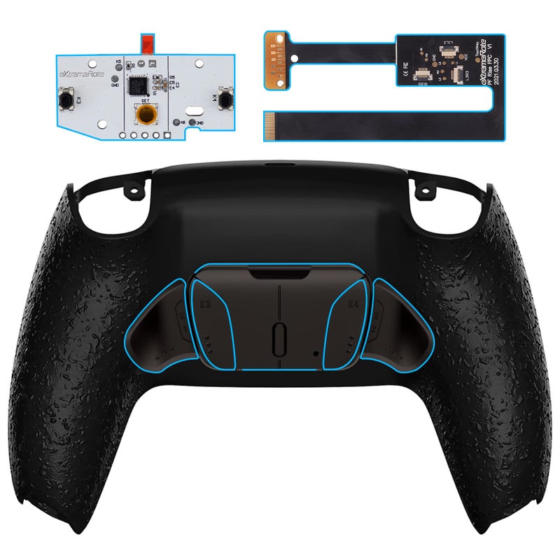 eXtremeRate Textured Black Programmable Real Metal Buttons RMB Version RISE4 Remap Kit for PS5 Controller BDM 010 BDM 020 Upgrade Board Redesigned Back Shell 4 Back Buttons for PS5 Controller - Image 2
