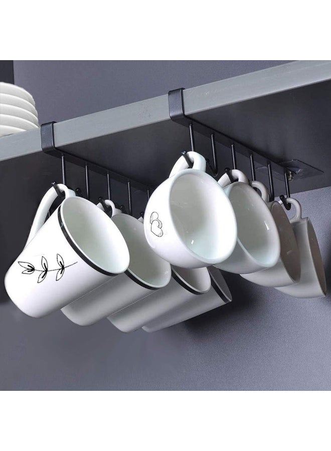Generic Under Shelf Mug Holder Rack – Metal Cup Organizer with 6 Hooks – Space Saving Cabinet Hanging Storage for Mugs, Cups & Kitchenware – 1 Piece - Image 1