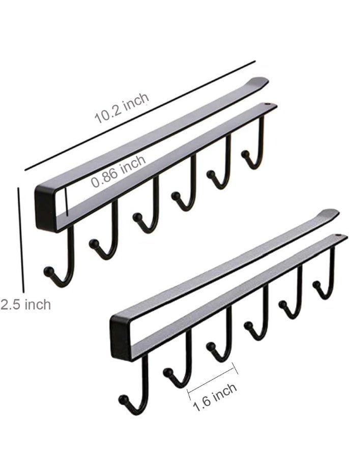 Generic Under Shelf Mug Holder Rack – Metal Cup Organizer with 6 Hooks – Space Saving Cabinet Hanging Storage for Mugs, Cups & Kitchenware – 1 Piece - Image 2
