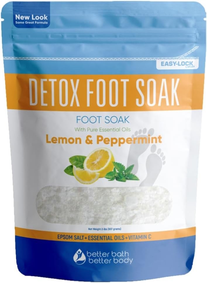 Better Bath Better Body Detox Foot Soak (2 LBs) Epsom Salt Foot Soak with Lemon & Peppermint Essential Oils  - Image 1
