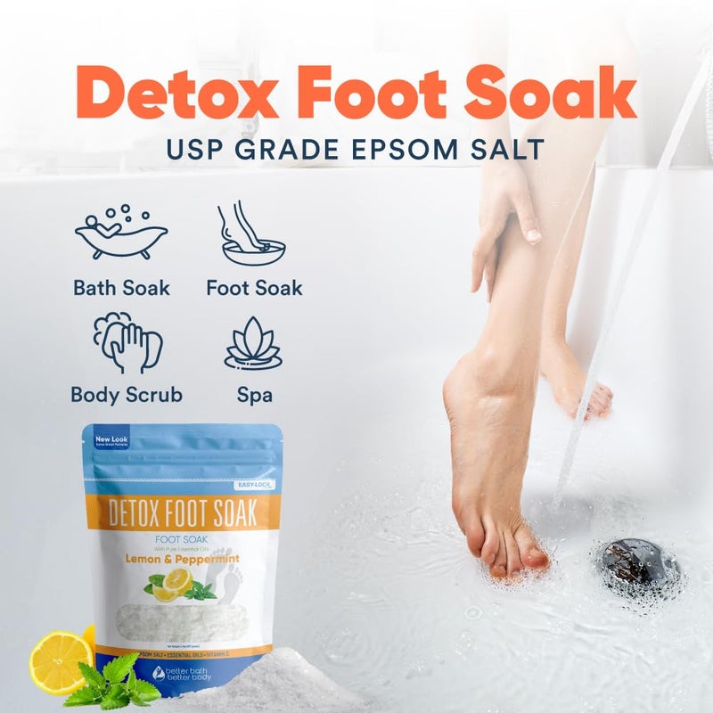 Better Bath Better Body Detox Foot Soak (2 LBs) Epsom Salt Foot Soak with Lemon & Peppermint Essential Oils - Image 4