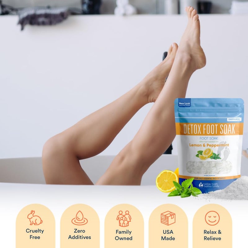 Better Bath Better Body Detox Foot Soak (2 LBs) Epsom Salt Foot Soak with Lemon & Peppermint Essential Oils - Image 3