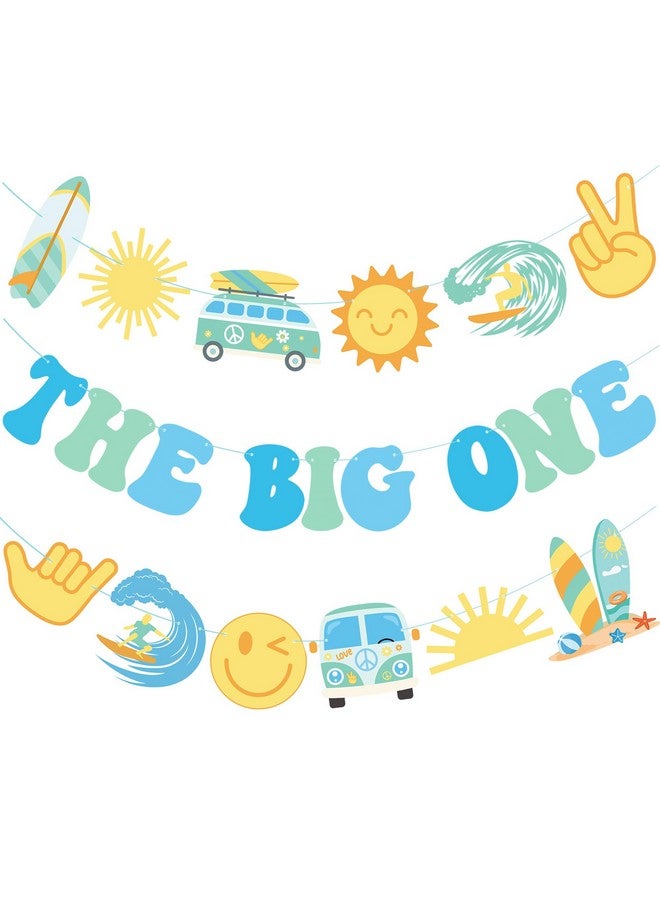 umoni The Big One Retro Surf Banners 3Pcs Hippie Groovy Surf Birthday Decorations Surfing First Party Banners Surfs Theme 1st Birthday Party Supplies for Boho Groovy Baby Shower Decor - Image 2