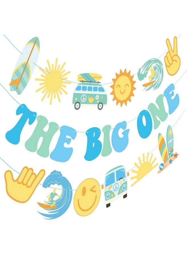umoni The Big One Retro Surf Banners 3Pcs Hippie Groovy Surf Birthday Decorations Surfing First Party Banners Surfs Theme 1st Birthday Party Supplies for Boho Groovy Baby Shower Decor - Image 1