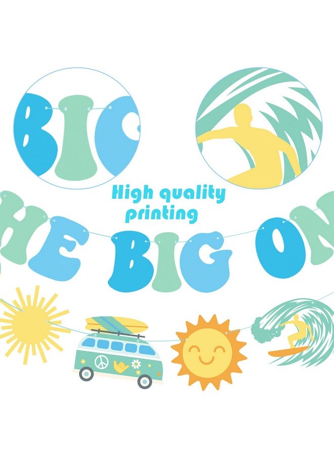 umoni The Big One Retro Surf Banners 3Pcs Hippie Groovy Surf Birthday Decorations Surfing First Party Banners Surfs Theme 1st Birthday Party Supplies for Boho Groovy Baby Shower Decor - Image 4