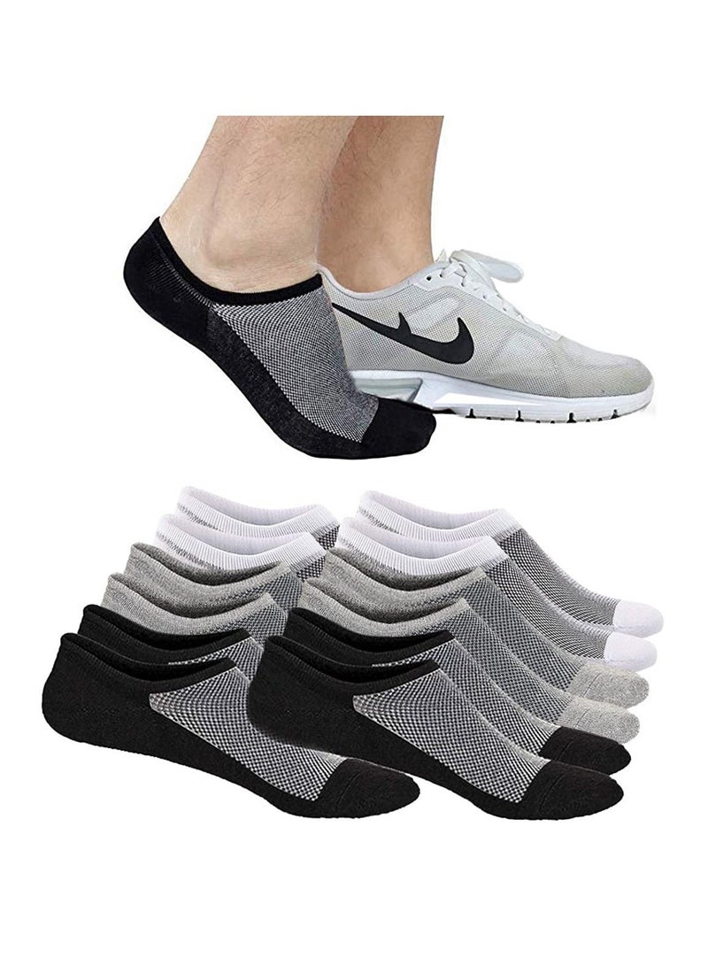 واي آند دي 6Pairs Mens Ankle Athletic Socks Low Cut Breathable Running Comfort Sports Trainer Socks, Cotton Casual Non-Slip No Show for Men and Women Invisible Crew Boat EUR43-48 - Image 1