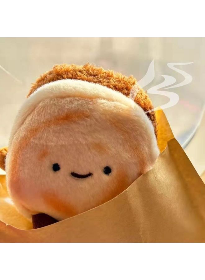Roujiamo Plush Doll Doll Doll Bag Pendant Creative Bun Bun Xi'an Special Food Souvenir Small Hanging Ornaments-Specifications:Steamed Buns With Three-piece Keychain Set And Lettuce-Color:About 12cm - Image 2