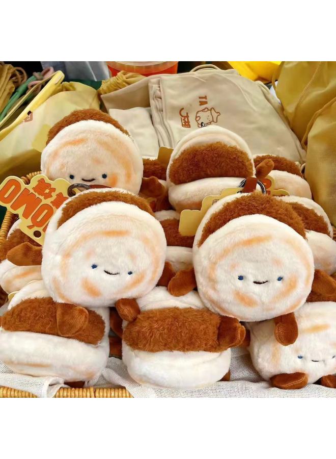 Roujiamo Plush Doll Doll Doll Bag Pendant Creative Bun Bun Xi'an Special Food Souvenir Small Hanging Ornaments-Specifications:Steamed Buns With Three-piece Keychain Set And Lettuce-Color:About 12cm - Image 1