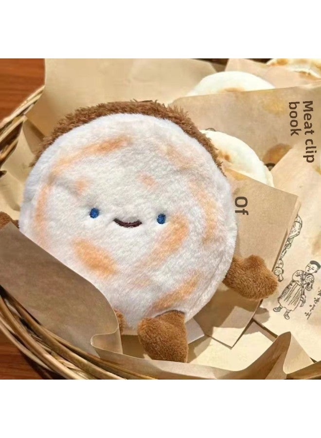 Roujiamo Plush Doll Doll Doll Bag Pendant Creative Bun Bun Xi'an Special Food Souvenir Small Hanging Ornaments-Specifications:Steamed Buns With Three-piece Keychain Set And Lettuce-Color:About 12cm - Image 4