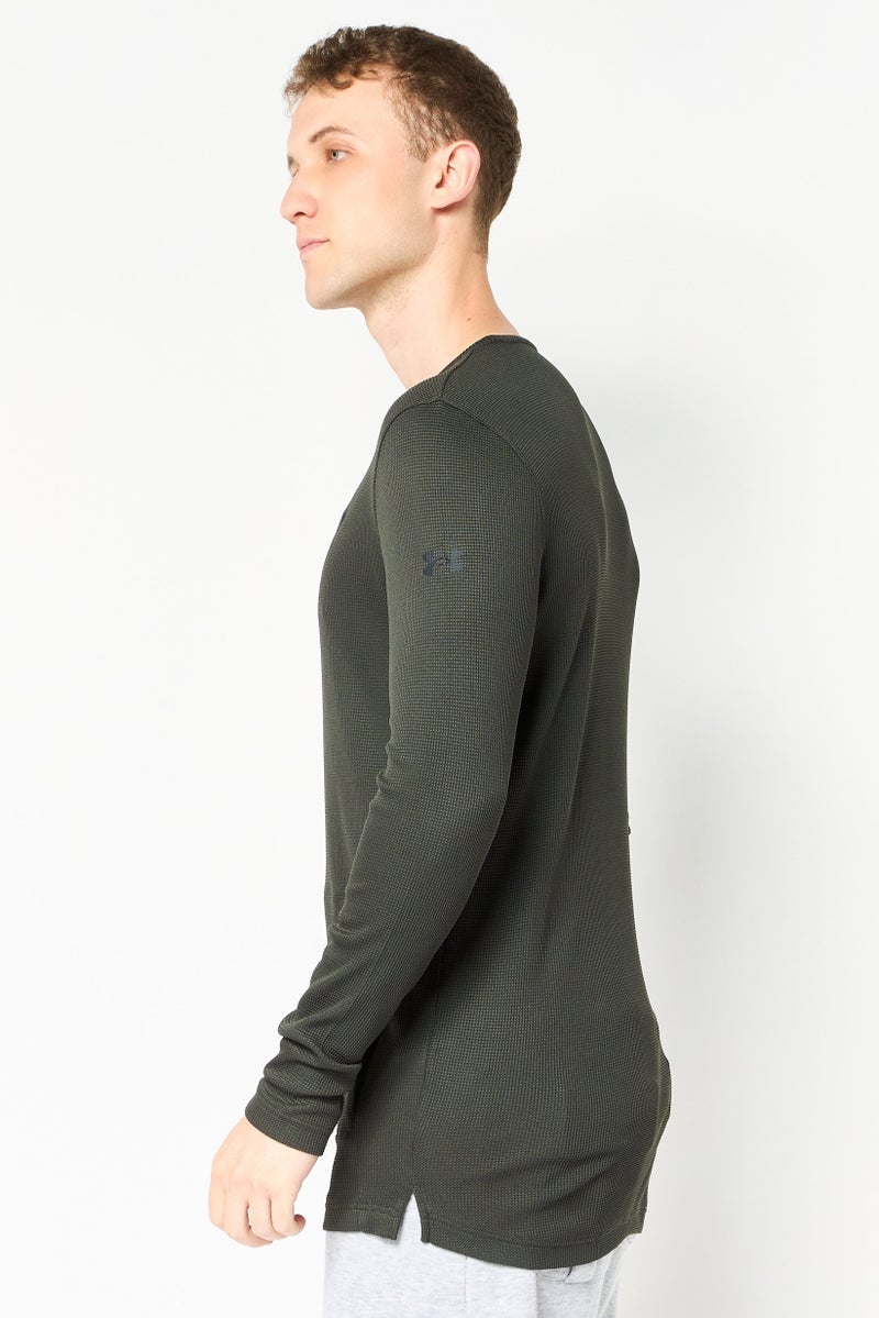 Under Armour x Project Rock Men Fitted Long Sleeve Training T-Shirt, Dark Olive - Image 2