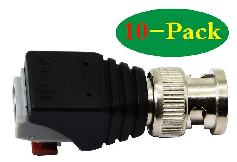 zdyCGTime BNC Video Baluns Adapter BNC Male Plug to 2 Pin/Way Screw Terminal Video Audio Spring Press Type Balun with Solderless Screw Terminal for Coax Cat5 to BNC CCTV Security Surveillance(10pack) - Image 4