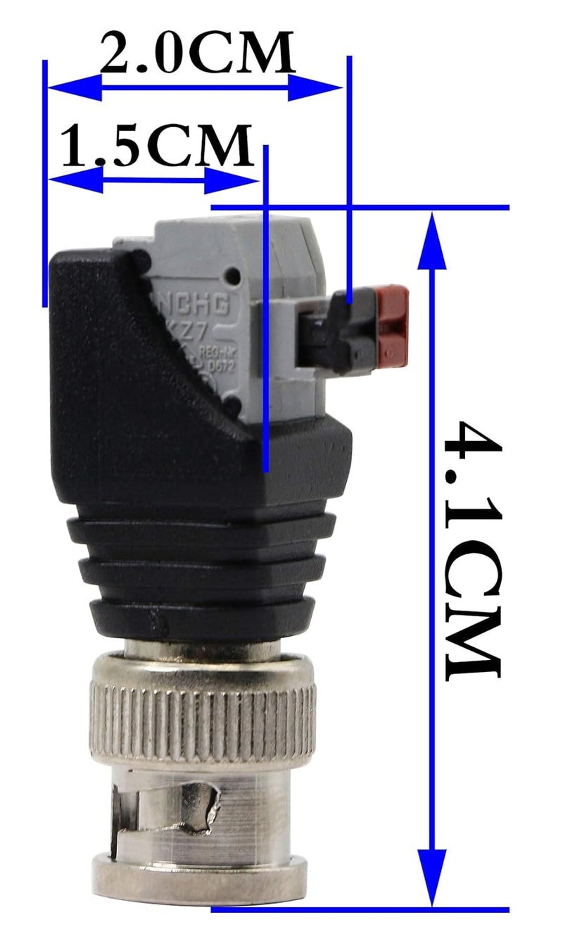 zdyCGTime BNC Video Baluns Adapter BNC Male Plug to 2 Pin/Way Screw Terminal Video Audio Spring Press Type Balun with Solderless Screw Terminal for Coax Cat5 to BNC CCTV Security Surveillance(10pack) - Image 2