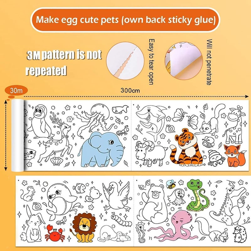 GKN Drawing Paper Roll for Kids 30 X 300 Cm Large Coloring Poster for Toddler Children's Drawing Roll Sticky Drawing Paper Roll Kids Coloring Drawing Paper Roll Art Paper Non Adhesive Birthday Gift - Image 4