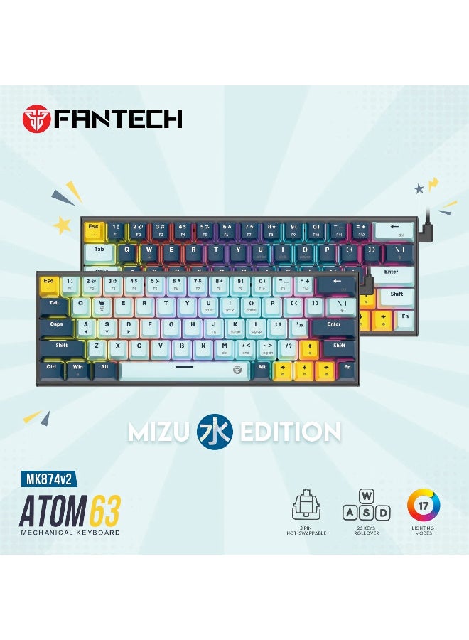 فانتيك Mizu Edition MK874V2 Atom 63 60% Wired Mechanical Keyboard - Image 2