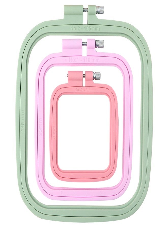 MUFEKUM Square Embroidery Hoops, Cross Stitch Hoop and ABS Plastic Embroidery Hoops for Sewing, Needlework, Cross Stitch, Embroidery Projects (3PCS-3", 4.3", 6.5") - Image 1