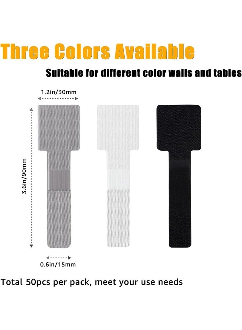 50 قطعة شرائط كابل قابلة لإعادة الاستخدام، شرائط كابل ذاتية اللصق، إدارة كابلات منظمة، منظمات أسلاك قابلة لإعادة الاستخدام، خطافات لحبال الإضاءة الخارجية، مشابك إضاءة - Image 3