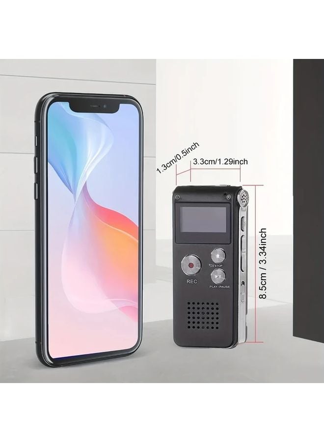 مسجل صوتي رقمي أسود 8 جيجابايت قابلة لإعادة الشحن مشغل MP3 مكبر صوت شحن عبر USB - Image 5