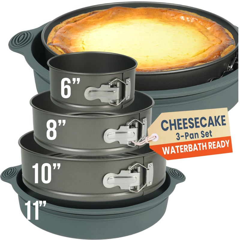 PETÃTS DESSERTS NONSTICK Spring Form Pan for Cheesecake 6/8/10 Inch with SILICONE PROTECTOR for Mess-Free WATER BATH BAKING Without Foil or Parchment Paper - Durable Cheese Cake Pans For Baking Perfect Cheesecake - Image 1