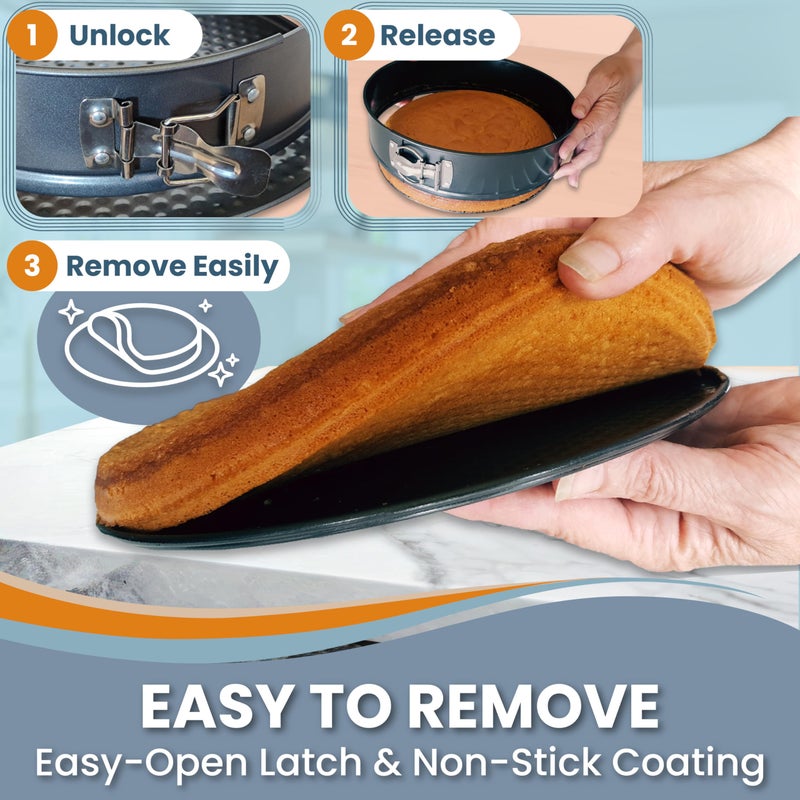 PETÃTS DESSERTS NONSTICK Spring Form Pan for Cheesecake 6/8/10 Inch with SILICONE PROTECTOR for Mess-Free WATER BATH BAKING Without Foil or Parchment Paper - Durable Cheese Cake Pans For Baking Perfect Cheesecake - Image 3