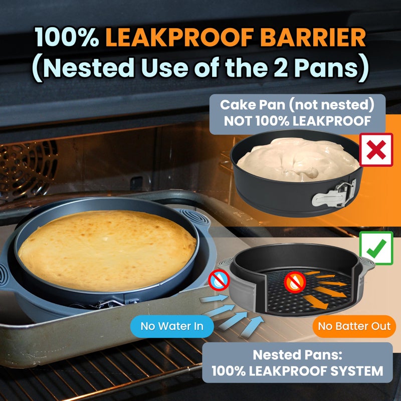 PETÃTS DESSERTS NONSTICK Spring Form Pan for Cheesecake 6/8/10 Inch with SILICONE PROTECTOR for Mess-Free WATER BATH BAKING Without Foil or Parchment Paper - Durable Cheese Cake Pans For Baking Perfect Cheesecake - Image 2