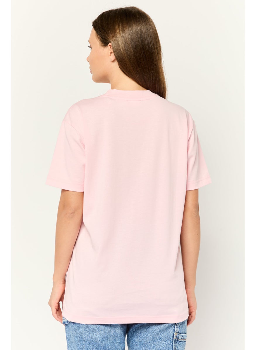 ESPRIT - Women Crew Neck Short Sleeves Brand Logo T-Shirt, Pink - Image 1
