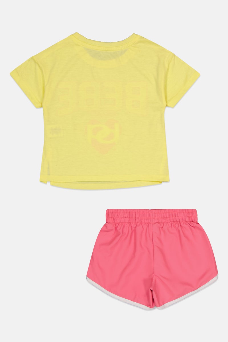 bebe Toddlers Girl 2 Pcs Cap Sleeve Outdoor Top And Shorts Set, Multicolor - Image 3