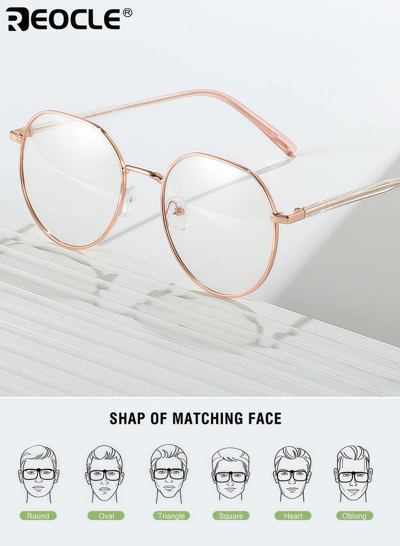 ريوكل نظارات أزياء نسائية بإطار معدني عدسات فوتوكرومية أزرق يحجب الضوء الأزرق نمط عتيق مع ملاءمة مريحة للاستخدام اليومي حماية العين - Image 5