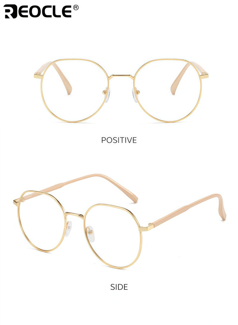 ريوكل نظارات أزياء نسائية بإطار معدني عدسات فوتوكرومية أزرق يحجب الضوء الأزرق نمط عتيق مع ملاءمة مريحة للاستخدام اليومي حماية العين - Image 3