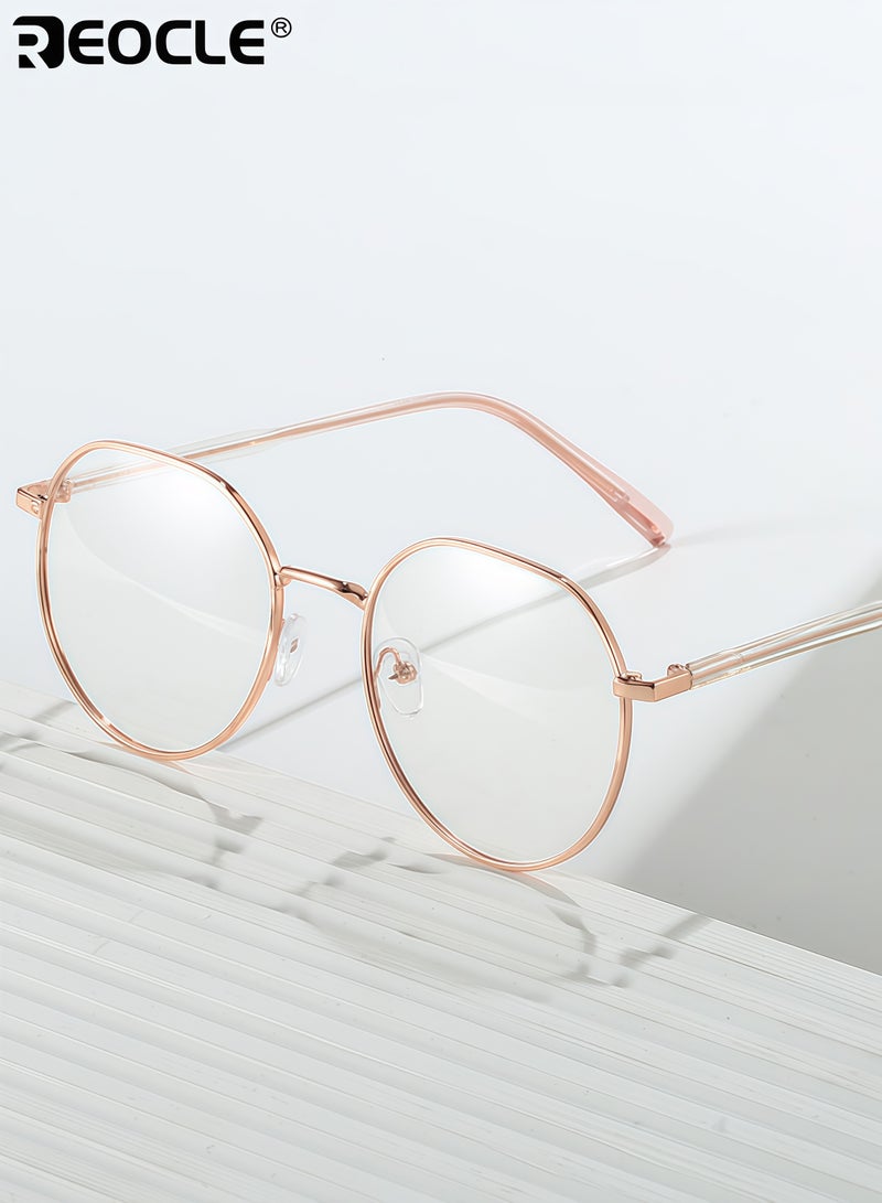 ريوكل نظارات أزياء نسائية بإطار معدني عدسات فوتوكرومية أزرق يحجب الضوء الأزرق نمط عتيق مع ملاءمة مريحة للاستخدام اليومي حماية العين - Image 2