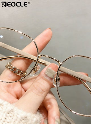 نظارات أزياء نسائية بإطار معدني عدسات فوتوكرومية أزرق يحجب الضوء الأزرق نمط عتيق مع ملاءمة مريحة للاستخدام اليومي حماية العين - view 4